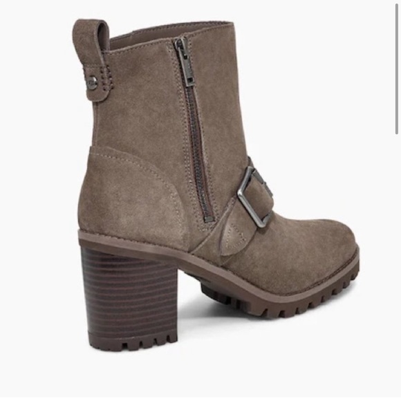 UGG Taupe Suede Buckle Booties Sz 7 - Picture 2 of 8